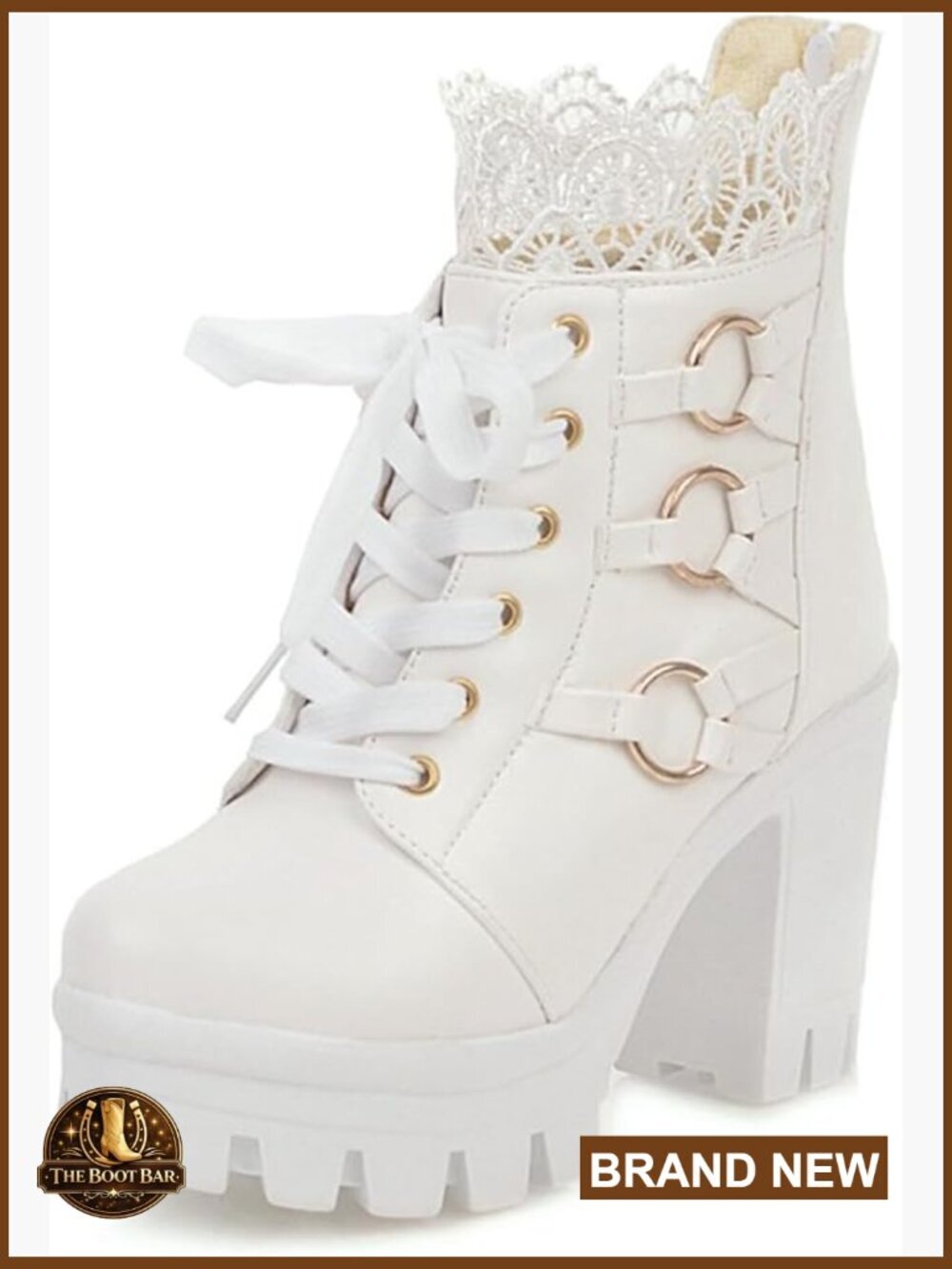Platform Combat Boots Chunky Heel Ankle Booties with Zipper Lace Up